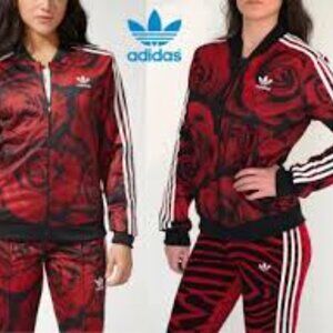 Adidas Originals Superstar Traksuit  - BLACK AND RED ROSES Retro  XS - S